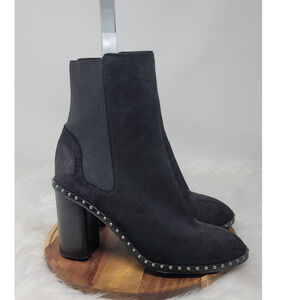 Rag & Bone Romi Waxy Black Leather Chelsea Studded Boots 40/US 10